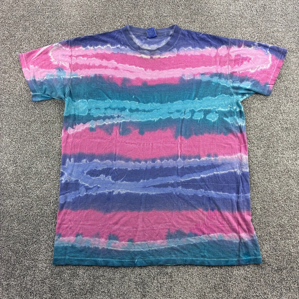 Vintage Tie Dye Shirt Mens XL Multicolor Stripe Made in‎ USA Common Threads